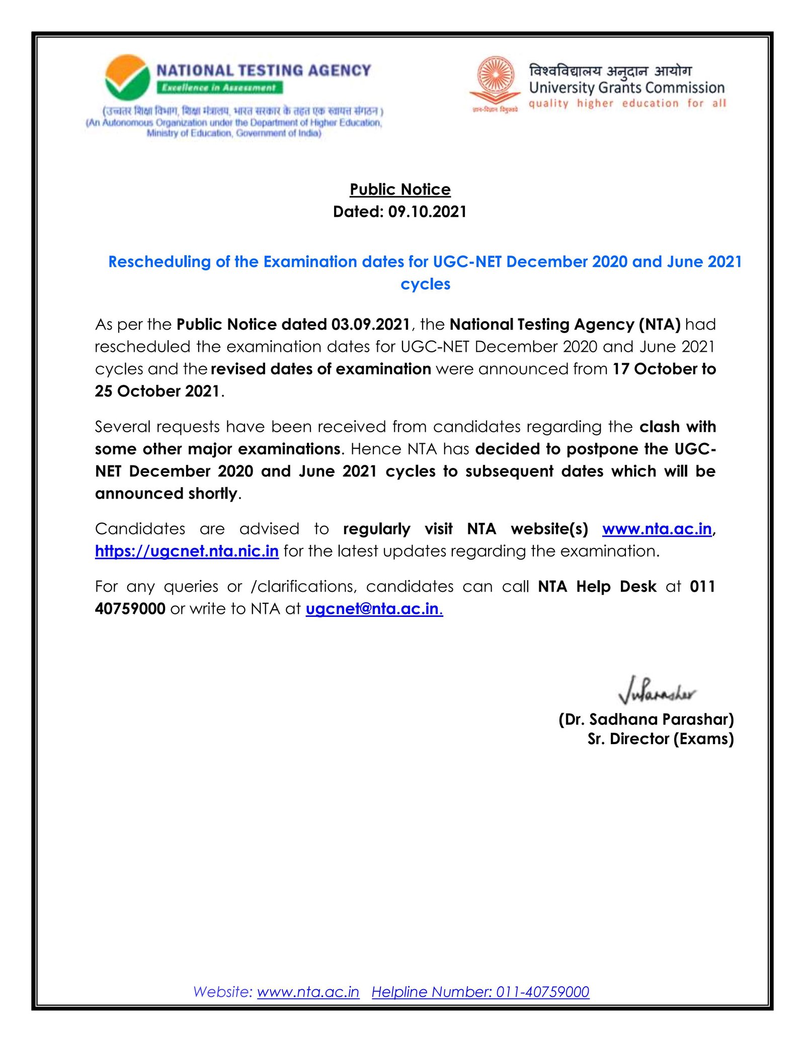 ugc net exam date postponed 